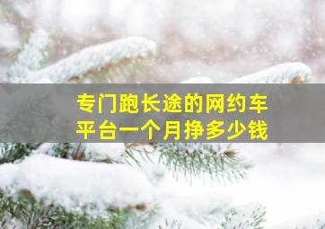 专门跑长途的网约车平台一个月挣多少钱