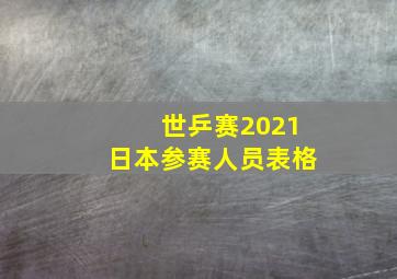 世乒赛2021日本参赛人员表格