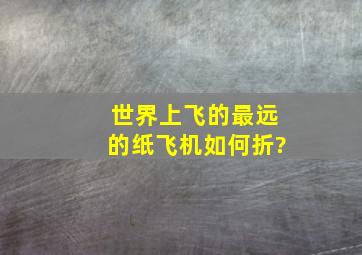 世界上飞的最远的纸飞机如何折?