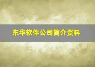 东华软件公司简介资料