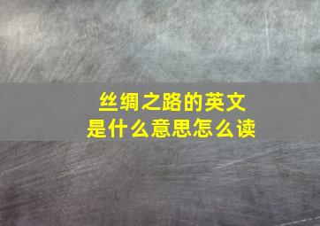 丝绸之路的英文是什么意思怎么读