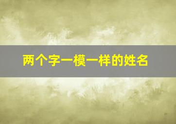 两个字一模一样的姓名