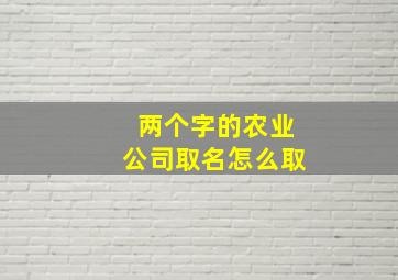 两个字的农业公司取名怎么取