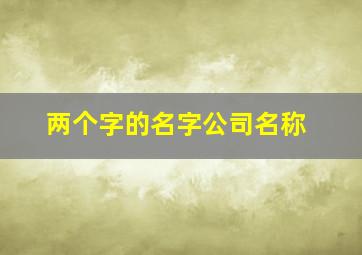 两个字的名字公司名称