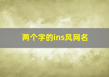 两个字的ins风网名