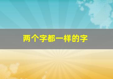 两个字都一样的字