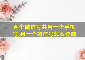 两个微信号共用一个手机号,另一个微信号怎么登陆