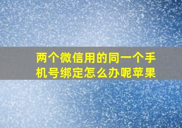 两个微信用的同一个手机号绑定怎么办呢苹果