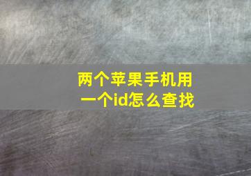 两个苹果手机用一个id怎么查找