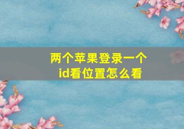 两个苹果登录一个id看位置怎么看