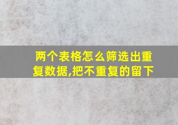 两个表格怎么筛选出重复数据,把不重复的留下