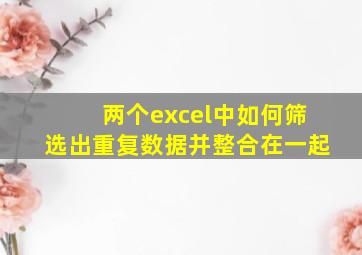 两个excel中如何筛选出重复数据并整合在一起