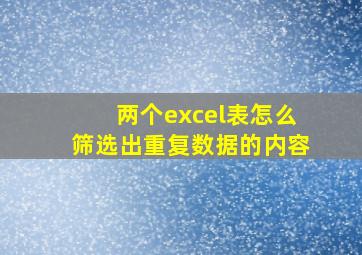 两个excel表怎么筛选出重复数据的内容