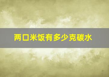 两口米饭有多少克碳水