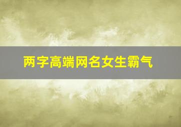 两字高端网名女生霸气