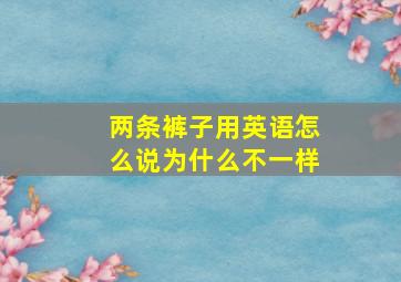 两条裤子用英语怎么说为什么不一样