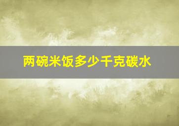 两碗米饭多少千克碳水