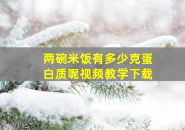 两碗米饭有多少克蛋白质呢视频教学下载