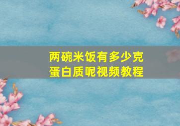 两碗米饭有多少克蛋白质呢视频教程