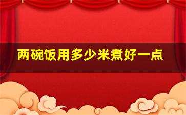 两碗饭用多少米煮好一点