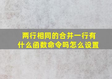 两行相同的合并一行有什么函数命令吗怎么设置