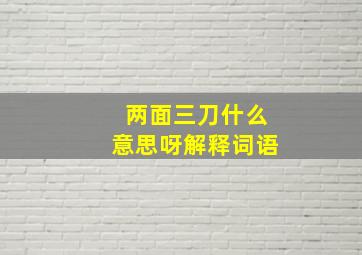 两面三刀什么意思呀解释词语