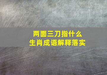 两面三刀指什么生肖成语解释落实