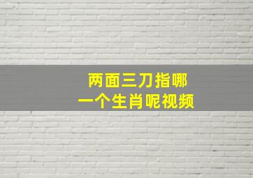 两面三刀指哪一个生肖呢视频