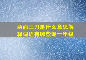 两面三刀是什么意思解释词语有哪些呢一年级