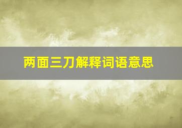 两面三刀解释词语意思