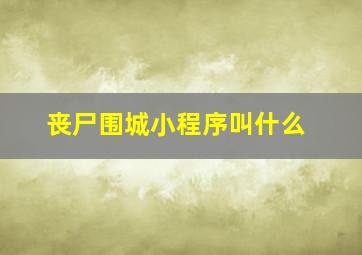 丧尸围城小程序叫什么