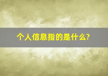 个人信息指的是什么?