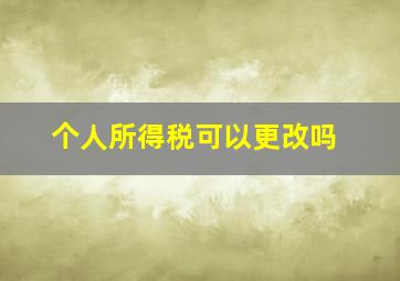 个人所得税可以更改吗