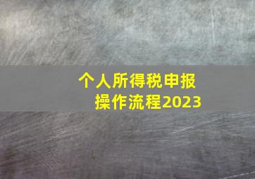 个人所得税申报操作流程2023