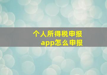 个人所得税申报app怎么申报