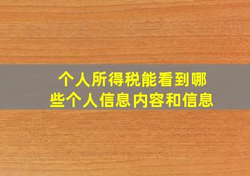 个人所得税能看到哪些个人信息内容和信息