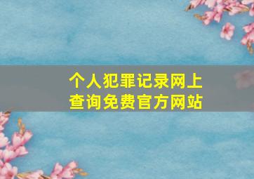 个人犯罪记录网上查询免费官方网站