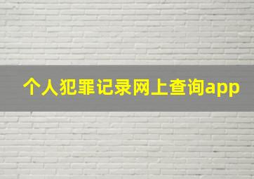 个人犯罪记录网上查询app