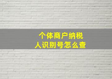 个体商户纳税人识别号怎么查