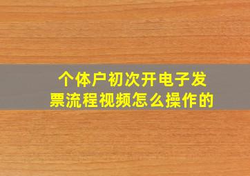 个体户初次开电子发票流程视频怎么操作的