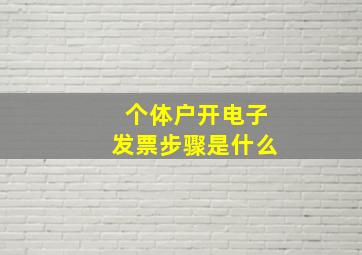 个体户开电子发票步骤是什么