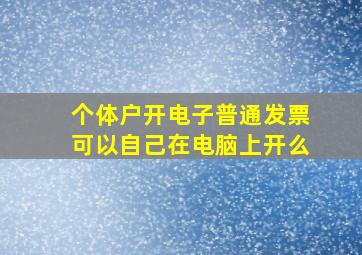 个体户开电子普通发票可以自己在电脑上开么