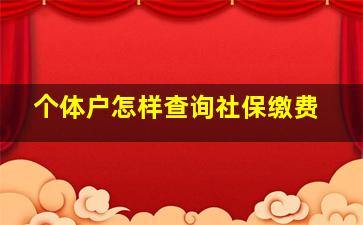 个体户怎样查询社保缴费