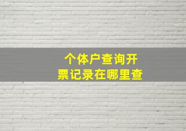 个体户查询开票记录在哪里查