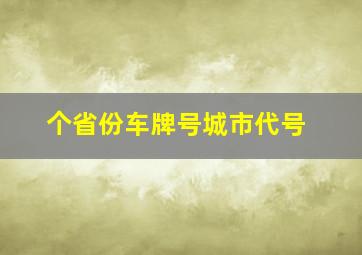 个省份车牌号城市代号