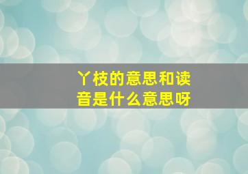 丫枝的意思和读音是什么意思呀