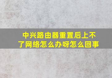 中兴路由器重置后上不了网络怎么办呀怎么回事