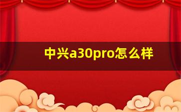 中兴a30pro怎么样