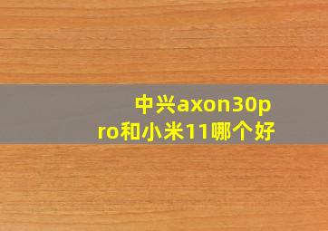 中兴axon30pro和小米11哪个好