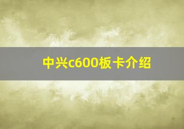 中兴c600板卡介绍